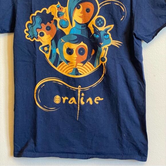 Coraline Laika S short sleeve t-shirt 100% cotton blue orange fandom casual - Picture 3 of 7